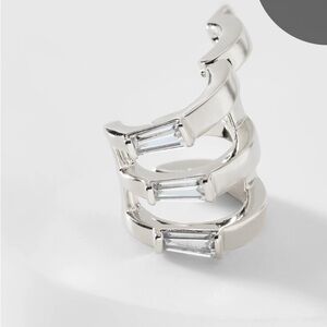 Nadri triple-bar cubic zirconia rhodium cuff earring "Gemma"